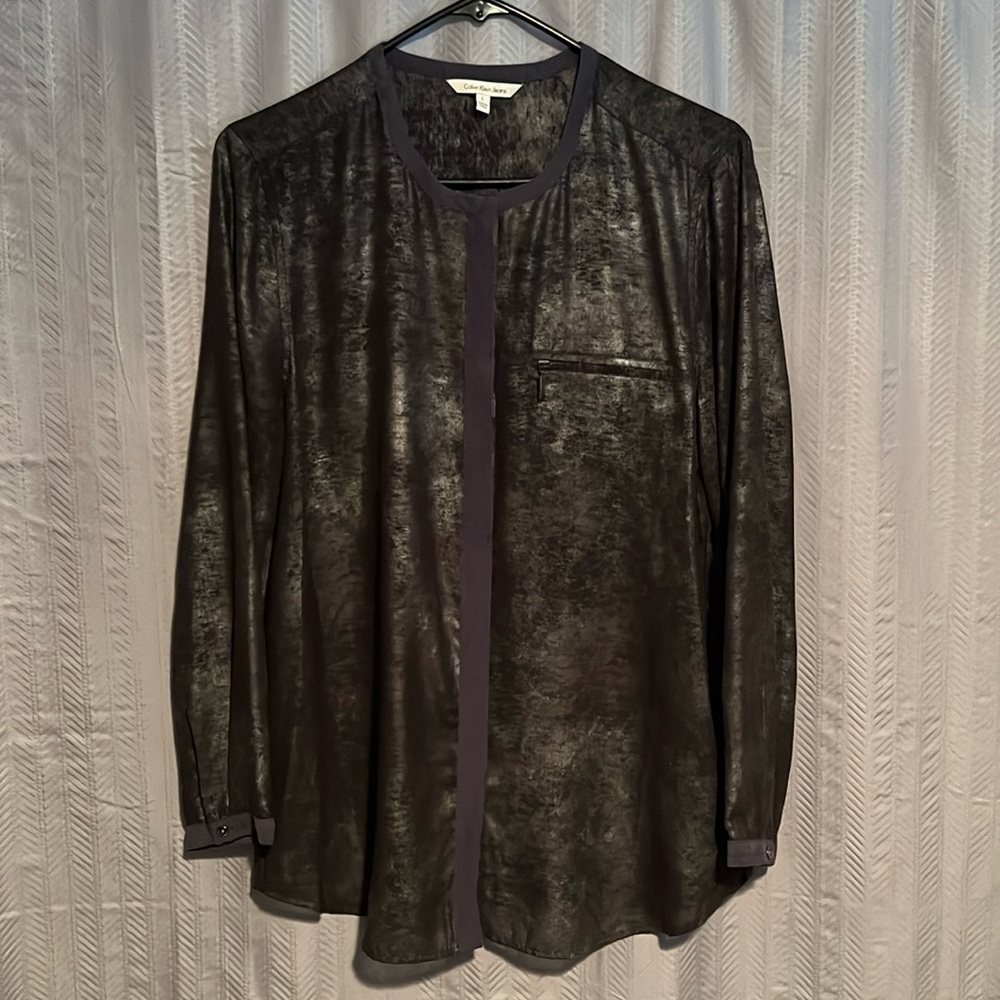 Calvin Klein Jeans Sheer Button Up Blouse